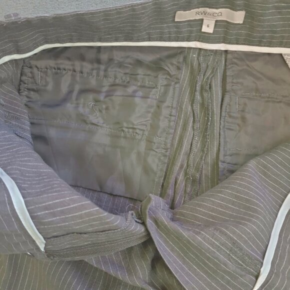 RW&CO Women Trousers Vertical Tapered Mid Rise Striped Gray Size 6 Straight Leg - Picture 7 of 16
